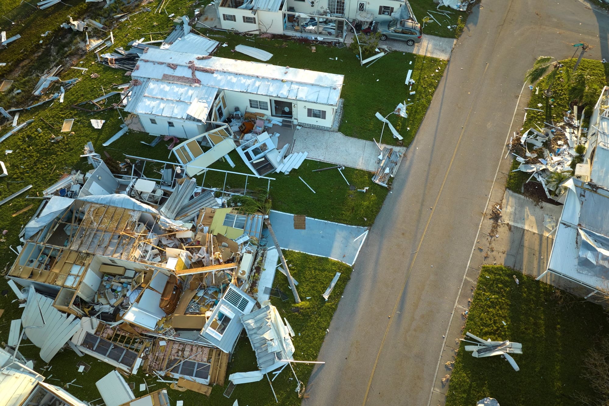 Severely damaged by hurricane ian houses in Florida